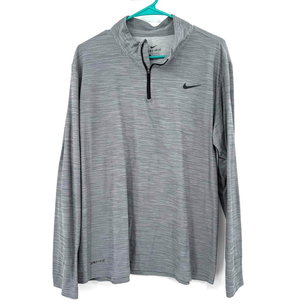 Nike Dri-Fit Size Large Long Sleeve Quarter Zip Pullover Sweatshirt Layer Gray‎